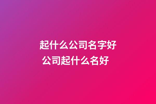 起什么公司名字好 公司起什么名好